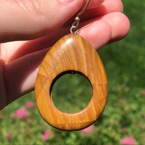 Wood design stone earrings